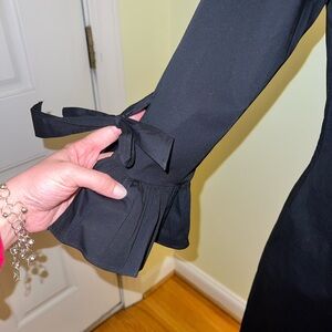 J. Crew. Black shift dress. Cotton. Ruffle bow sleeve detail.